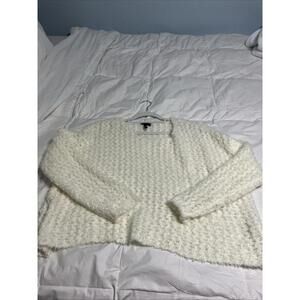 Jessica Simpson Cropped Basket Weave Sweater EUC Sz L In Off White